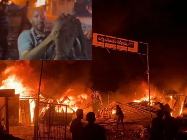 اسرائیل کی خیمہ بستی پر آگ و بارود کی بارش، 75 فلسطینی جھلس گئے، بچوں کی سربریدہ لاشیں برآمد